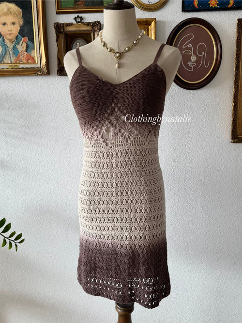 Boho Ombré Brown Knit Dress Size S
