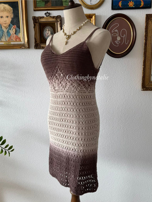 Boho Ombré Brown Knit Dress Size S