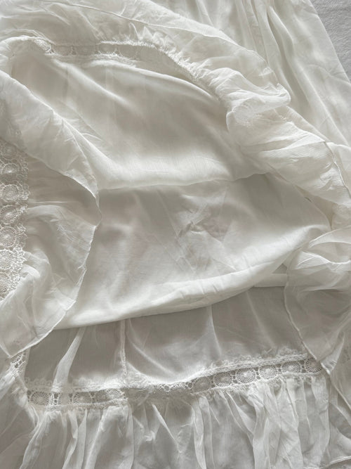 Coquette White Chiffon Midi Dress Size S