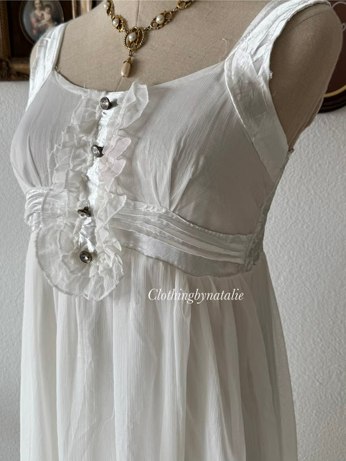 Coquette White Chiffon Midi Dress Size S