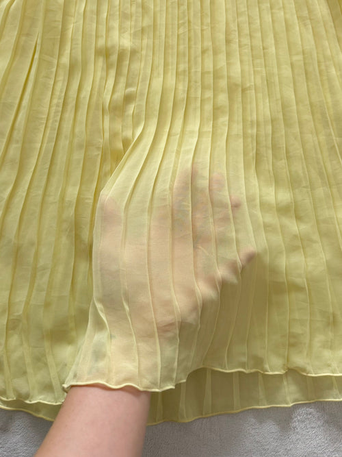 Yellow Pleated Chiffon Slip Dress Size M