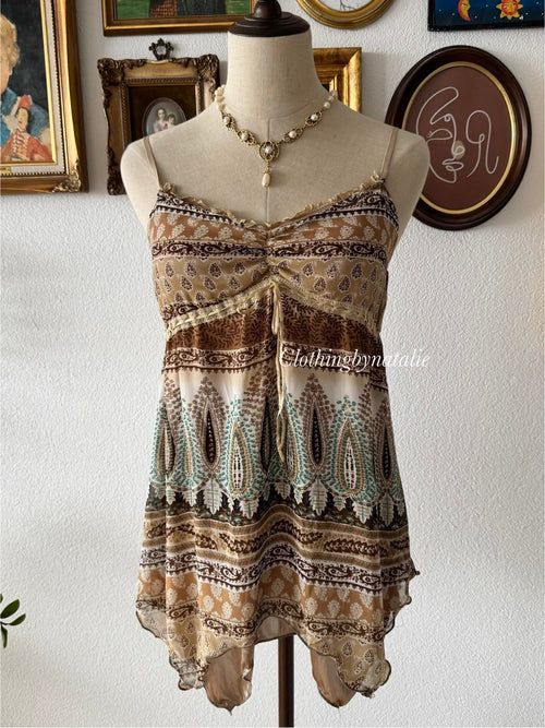 Boho Brown Chiffon Babydoll Size S
