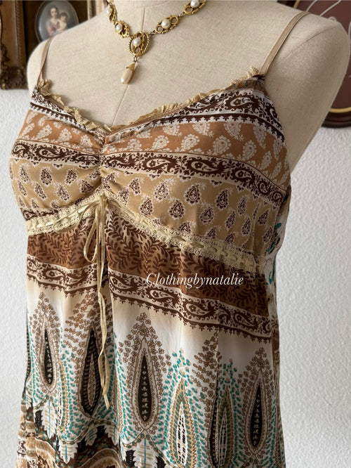 Boho Brown Chiffon Babydoll Size S