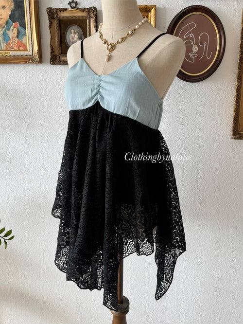 Whimsical Black Blue Babydoll Size S/M