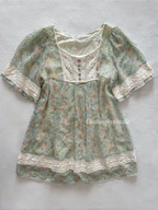 Japanese Floral Green Babydoll Size S/M