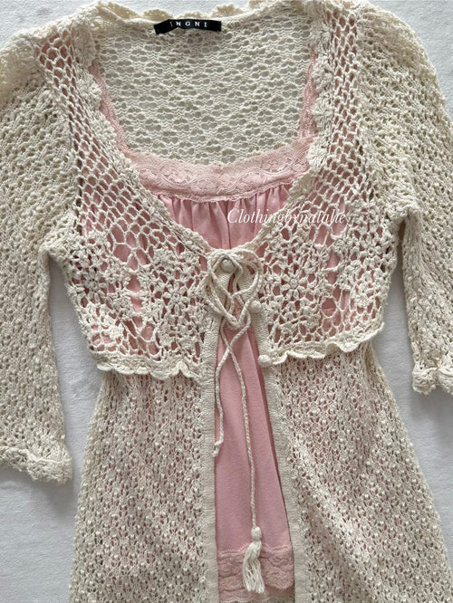 Fairy Pink Cream Knit Cami Set Size S