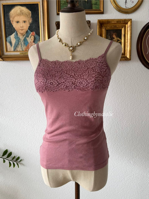 Brown Pink Crochet Blouse Set Size S