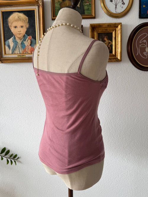 Brown Pink Crochet Blouse Set Size S
