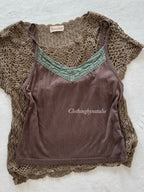 Earthy Brown Knit Cami Set Size S