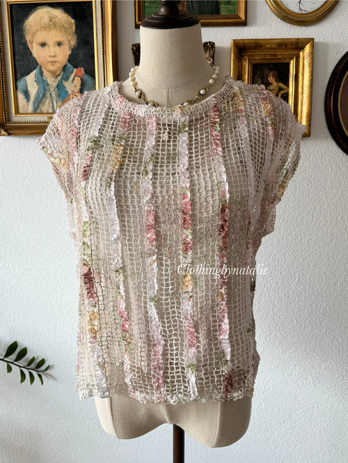 Y2K Pink Glitter Blouse Set Size S
