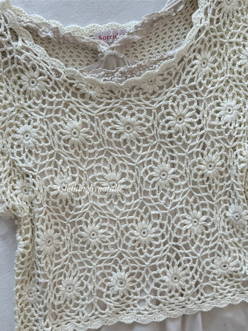 Cream Crochet Cami Set Size S