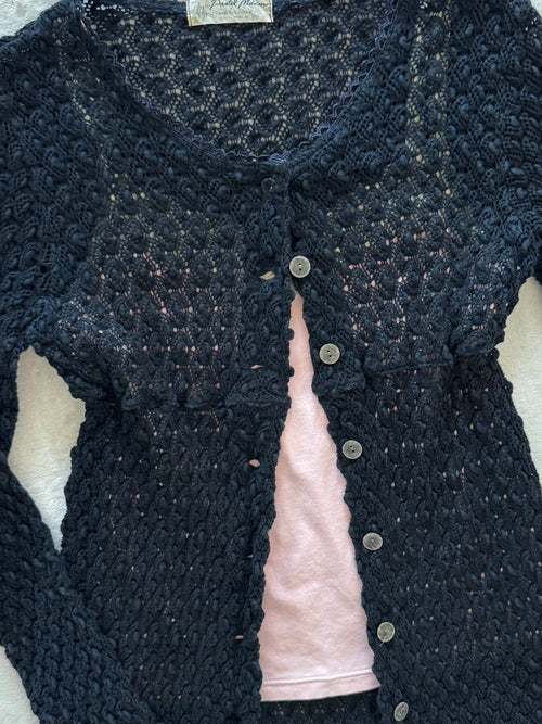 Black Pink Cardigan Cami Set Size S