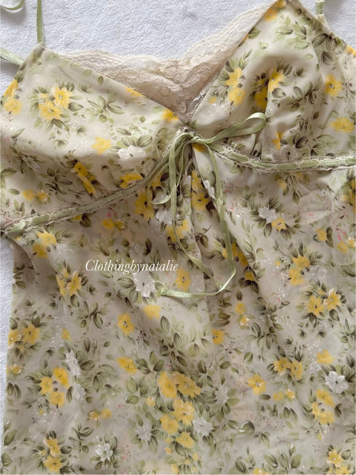Green Floral Chiffon Cami Size S