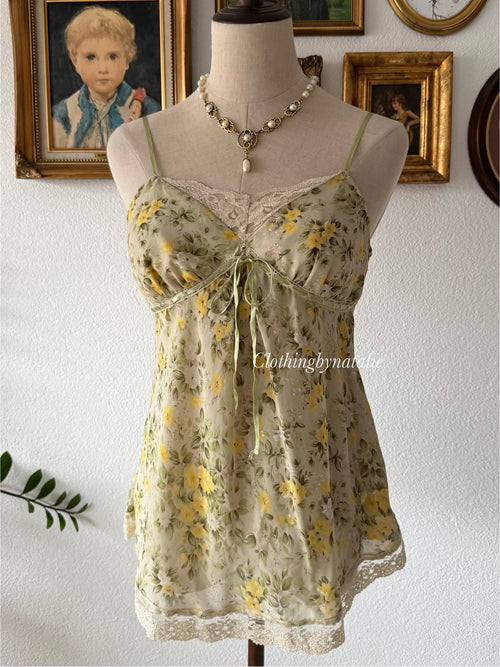 Green Floral Chiffon Cami Size S