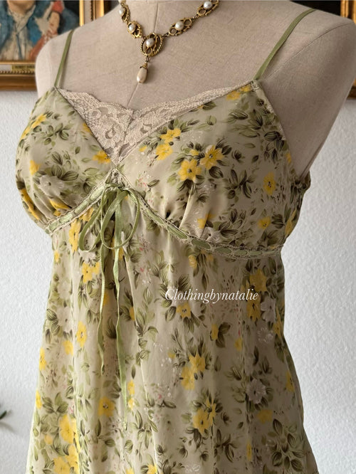 Green Floral Chiffon Cami Size S