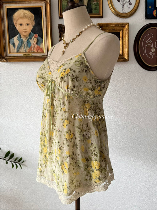 Green Floral Chiffon Cami Size S
