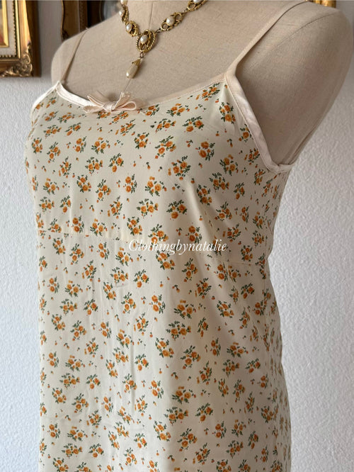 Floral Yellow Sheer Slip Size S