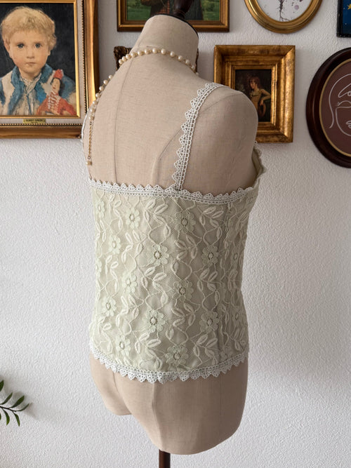 Y2K Green Lace Nylon Cami Size S