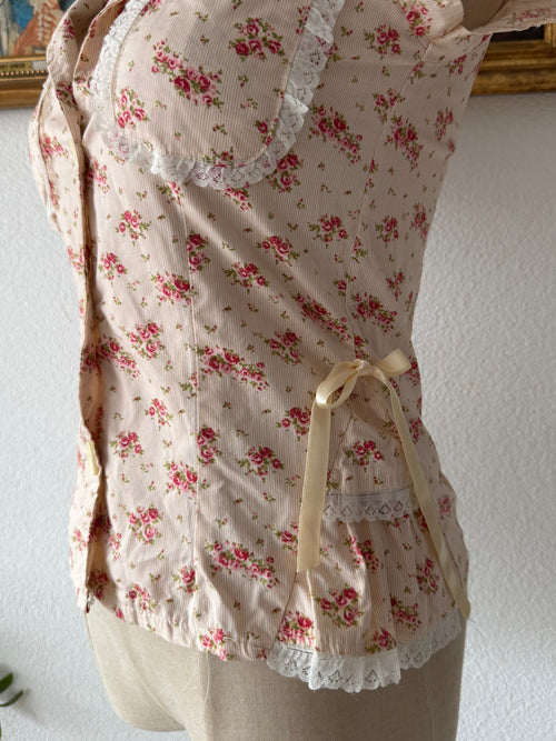Y2K Floral Cotton Blouse Size XS