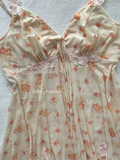Floral Mesh Sheer Babydoll size M