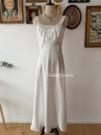 Linea Donatella Maxi White Satin Dress Size M