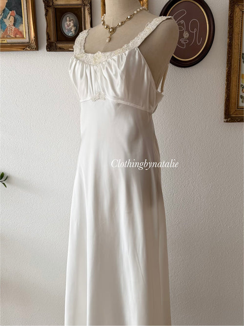 Linea Donatella Maxi White Satin Dress Size M