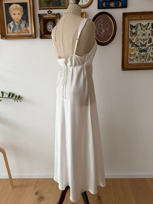 Linea Donatella Maxi White Satin Dress Size M