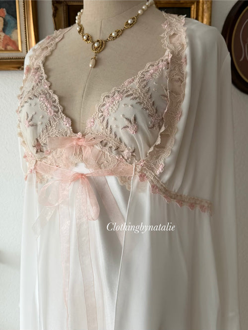 Delicates Maxi Satin Peignoir Set Size S