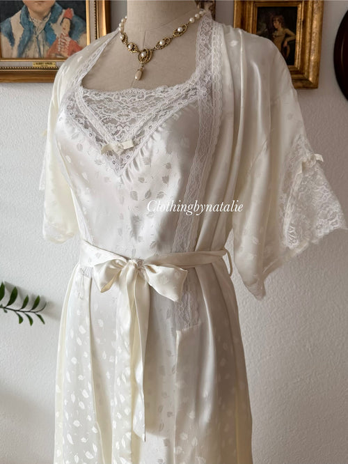 Carole Hochmann Bridal Maxi Satin Peignoir Set Size S