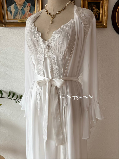 Dentelle Bridal Maxi Peignoir Set Size M