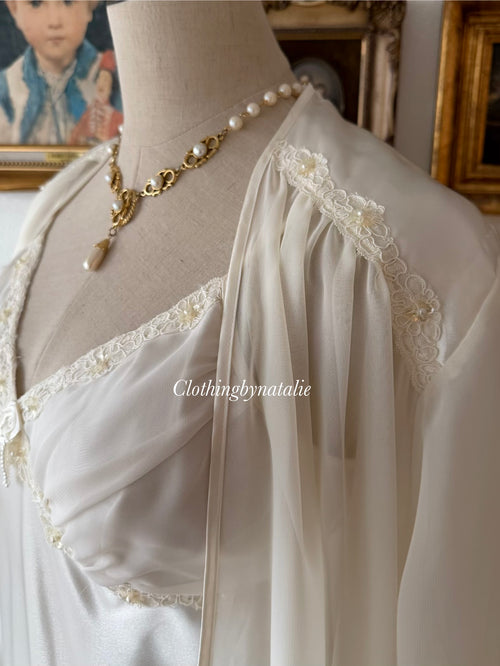 Delicates Bridal Satin Maxi Peignoir Set Size M