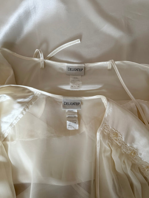 Delicates Bridal Satin Maxi Peignoir Set Size M