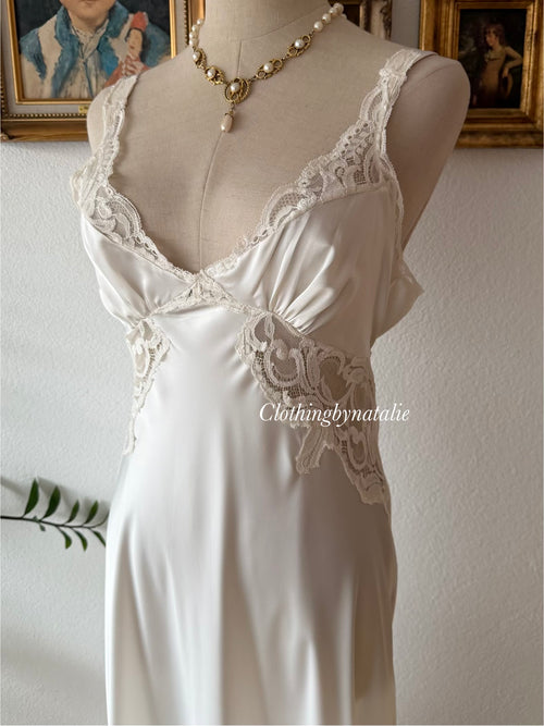 Neiman Marcus White Satin Maxi Gown size M
