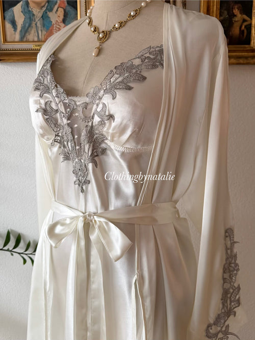 Flora Bridal Maxi Satin Peignoir Size M