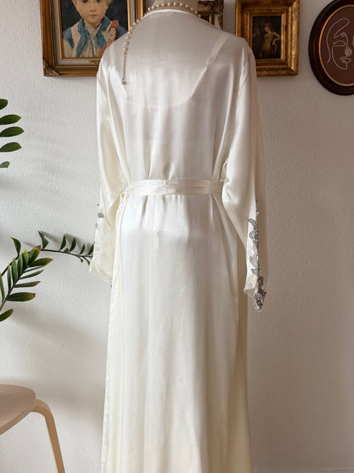 Flora Bridal Maxi Satin Peignoir Size M