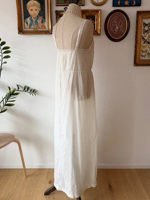 1970s Deena Cream Cotton Maxi Peignoir Set Size M