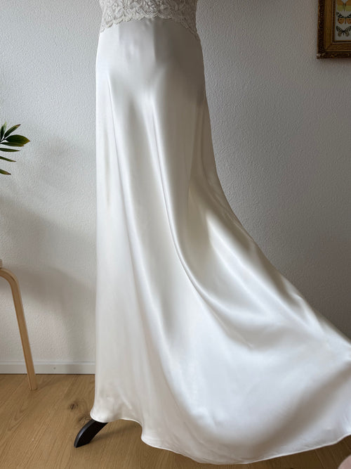Diane Samandi Cream Satin Maxi Gown Size M