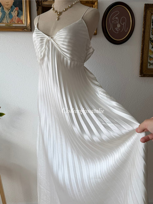 California Dynasty Pleated Satin Maxi Gown Size M/small L