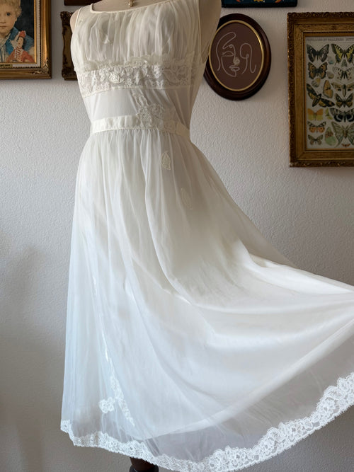Shadowline White Nylon Chiffon Babydoll size S/M