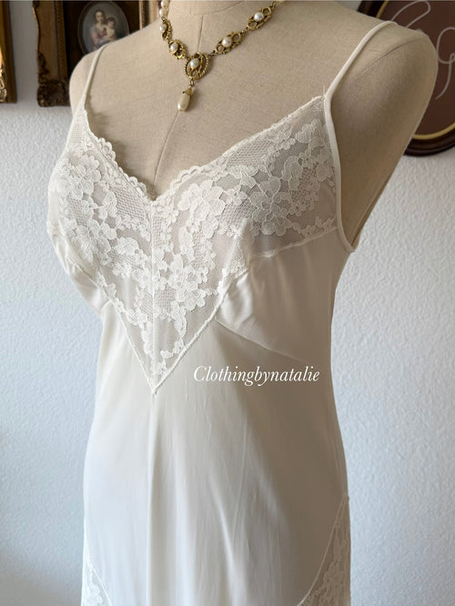 Vintage Bridal Maxi Nylon Peignoir Set Size S