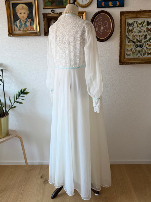 Vintage Bridal Maxi Nylon Peignoir Set Size S
