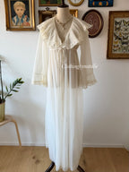 Victorian White Nylon Chiffon Robe Size S