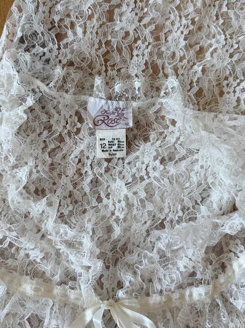 “Rose” White Lace Robe Size S