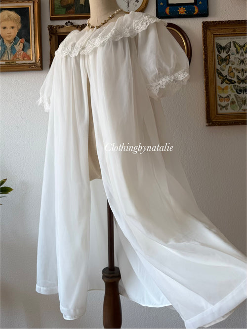 Babydoll White Nylon Robe Size M