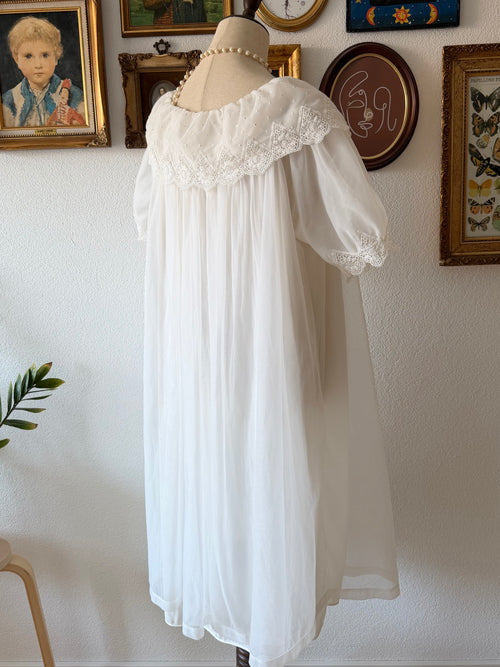 Babydoll White Nylon Robe Size M