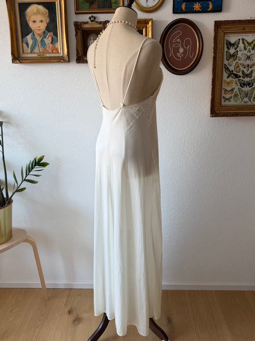 Val Mode Cream Nylon Maxi Peignoir Set Size M
