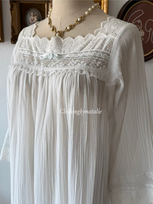 Christian Dior White Cotton Maxi Gown Size S/M