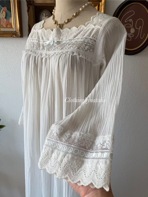 Christian Dior White Cotton Maxi Gown Size S/M