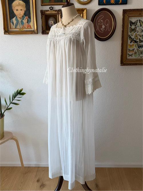Christian Dior White Cotton Maxi Gown Size S/M