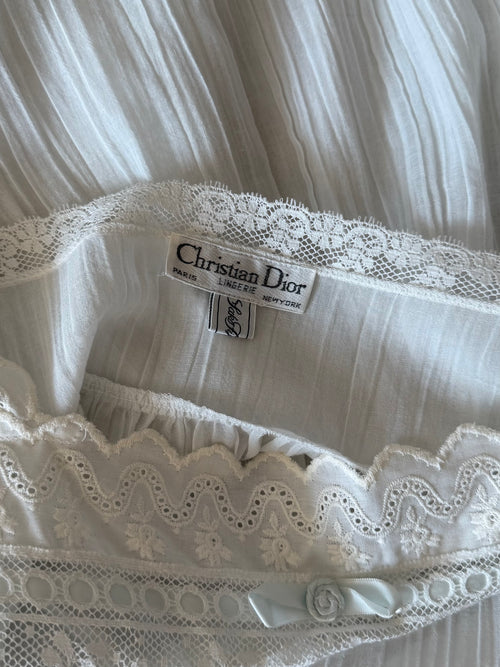 Christian Dior White Cotton Maxi Gown Size S/M